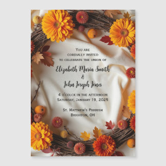Invitación de Corona Nupcial de Otoño Tarjeta Magn