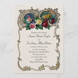 Invitación de cosecha con marco y rosas