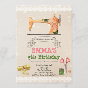 Invitación de costura linda del fiesta del tema