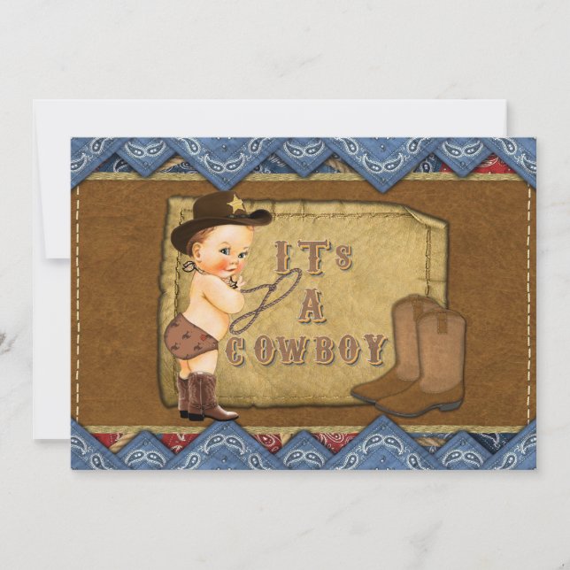 Invitación de Cowboy Baby Shower (Anverso)