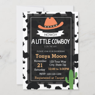 Invitación de Cowboy Baby Shower (naranja)