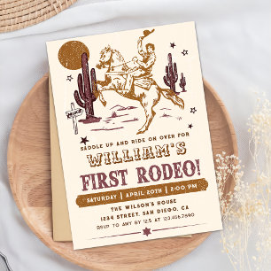 Invitación de Cowboy First Rodeo Western Birthday