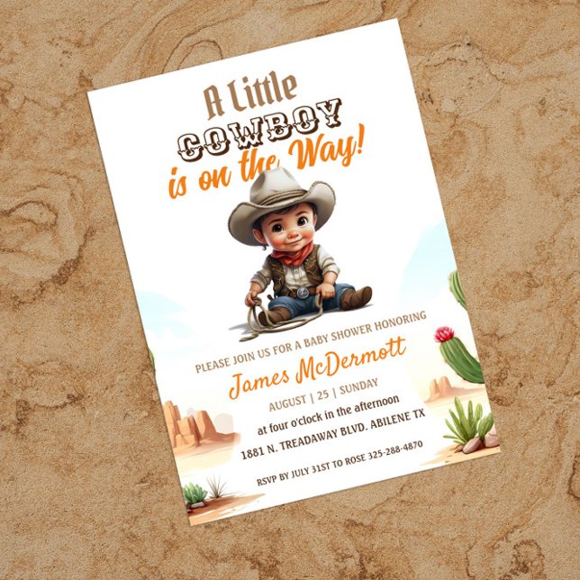 Invitación de Cowboy Western Boy Baby Shower (Subido por el creador)