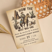 Invitación de Cowboy Western Rodeo Wild West Birth