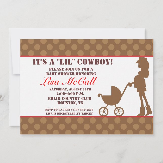 Invitación de Cowgirl Baby Shower (Anverso)
