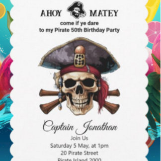 Invitación de Cráneo de Pirata de Fiesta