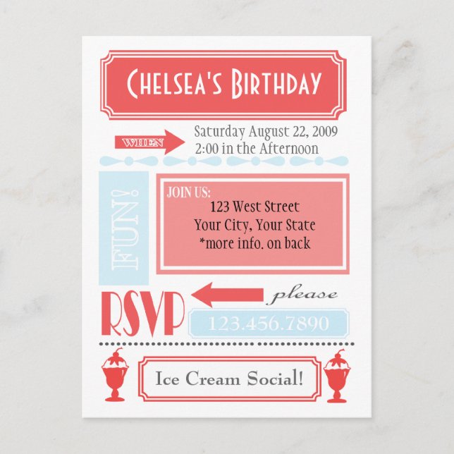 Invitación de crema de hielo (Anverso)