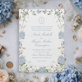 Invitación de cresta de boda con monograma de hort