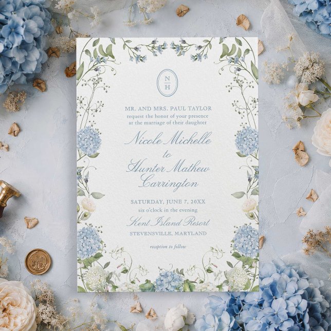 Invitación de cresta de boda con monograma de hort (Subido por el creador)