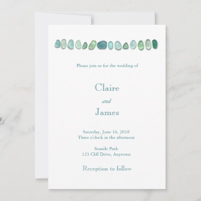 Invitación de cristal de la boda del mar de la (Anverso)