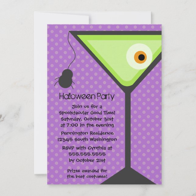 Invitación de cristal del fiesta de Halloween del (Anverso)