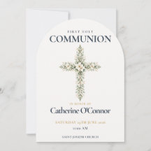Invitación de Cruz Floral para Primera Comunión