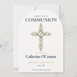 Invitación de Cruz Floral para Primera Comunión