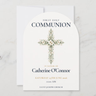 Invitación de Cruz Floral para Primera Comunión