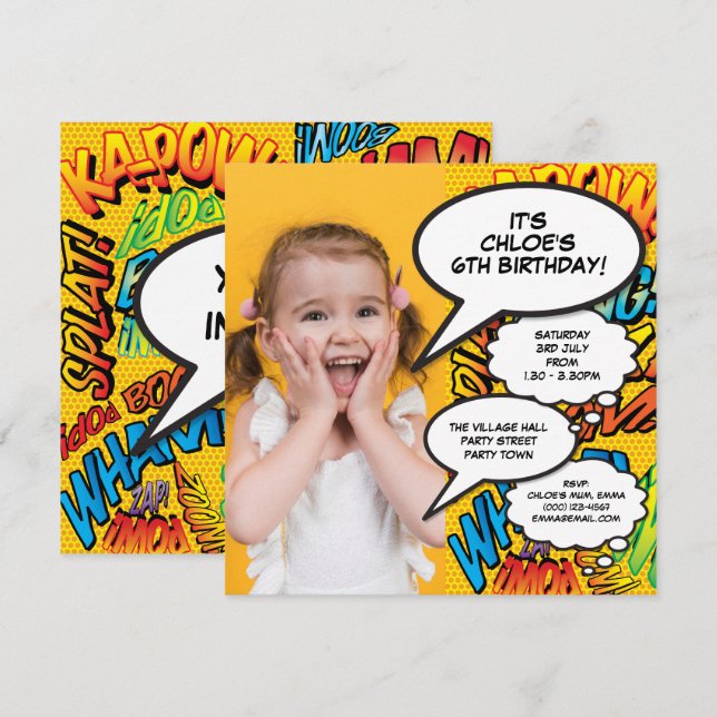 Invitación de cualquier edad a la fiesta de cumple (Anverso / Reverso)