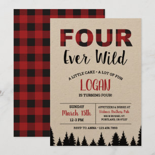 Invitación de cuarto cumpleaños cuatro veces salva