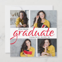 Invitación de cuatro fotos de graduación