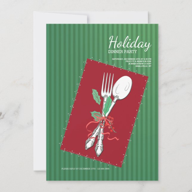 Invitación de cubiertos de Navidad (Anverso)