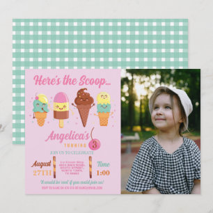Invitación de Cuchara de Heladería Niñas Lindas