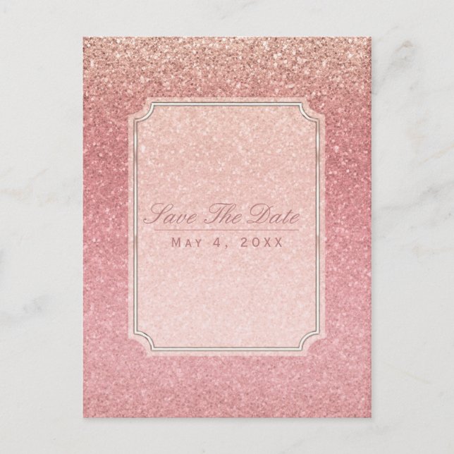 Invitación de cuento de hadas rosa con brillo glam (Anverso)