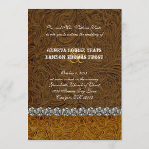 Invitación de cuero de la boda de Brown del