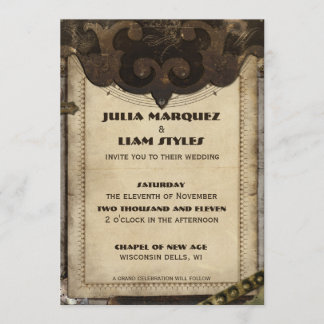 Invitación de cuero de la boda de Steampunk del
