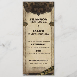Invitación de cuero de la boda de Steampunk del