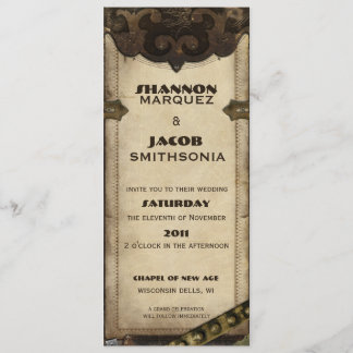 Invitación de cuero de la boda de Steampunk del