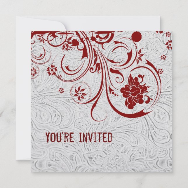Invitación de cuero y roja equipada blanco del (Anverso)