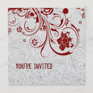 Invitación de cuero y roja equipada blanco del
