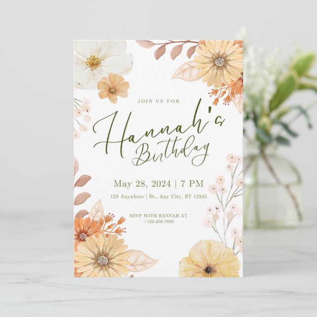 invitación de cumpleaños (Anverso de pie)