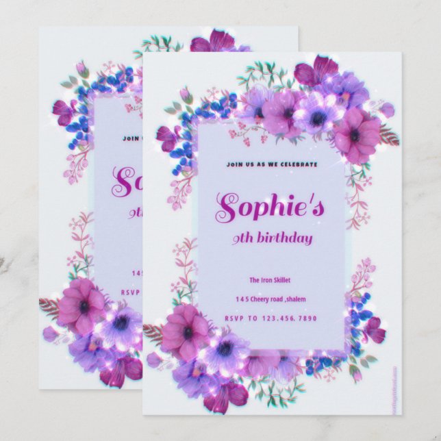 invitación de cumpleaños (Anverso / Reverso)
