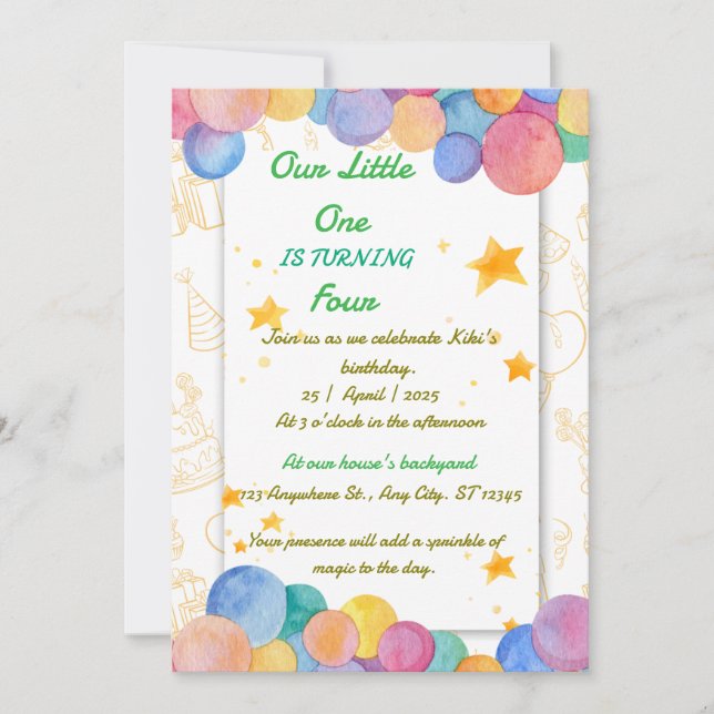 Invitación de cumpleaños (Anverso)