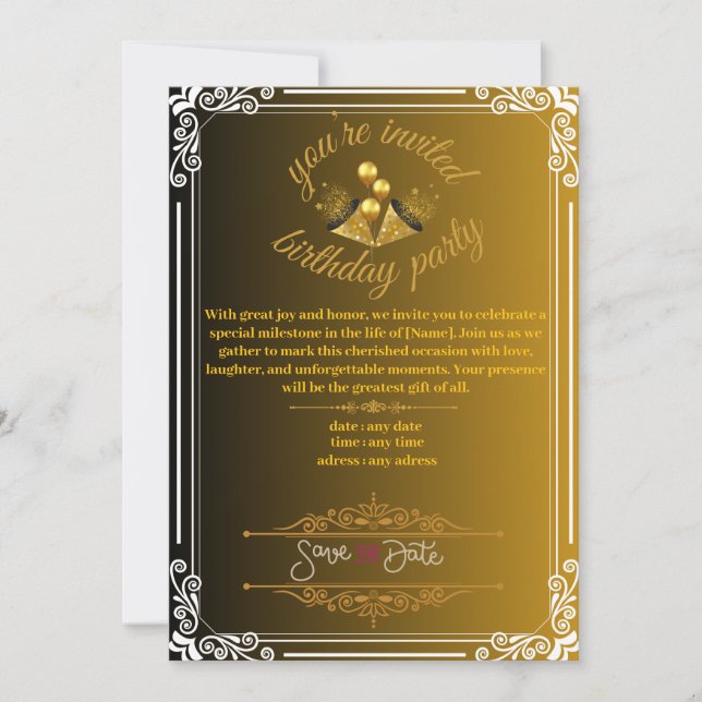 invitación de cumpleaños (Anverso)