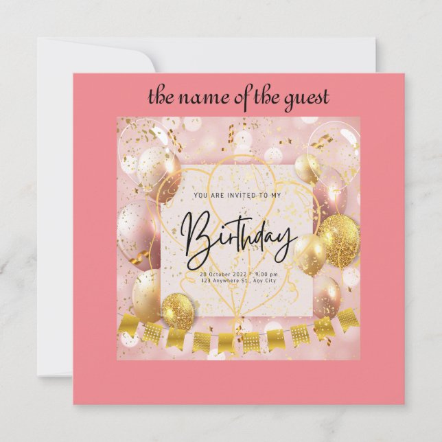 invitación de cumpleaños (Anverso)