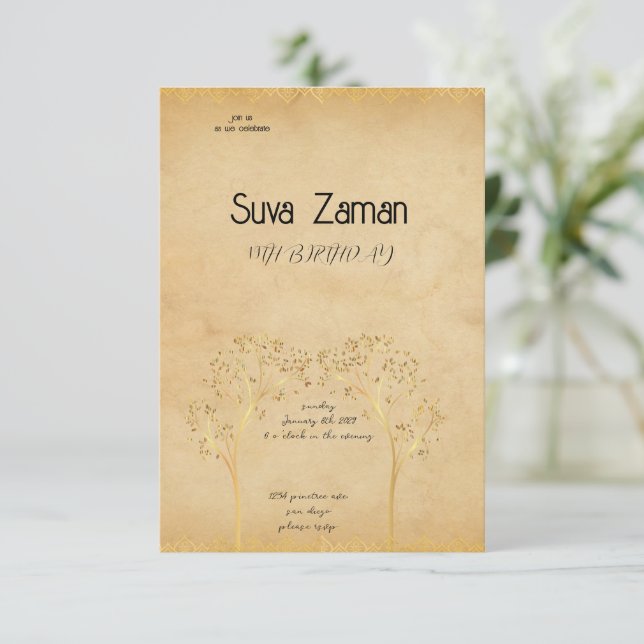 Invitación de cumpleaños (Anverso de pie)