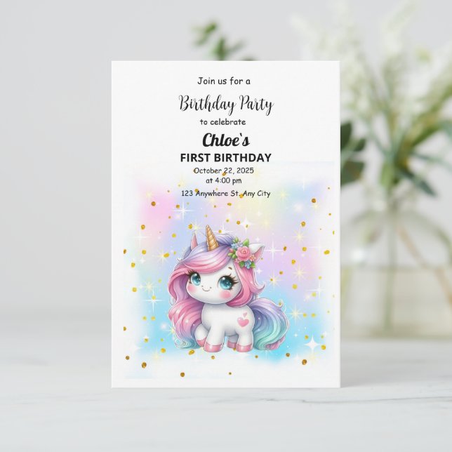 Invitación de Cumpleaños (Anverso de pie)