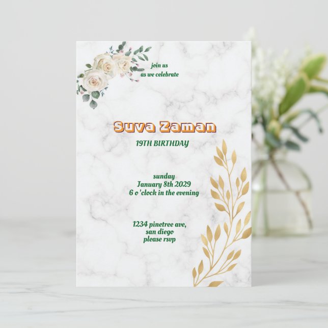 Invitación de cumpleaños (Anverso de pie)