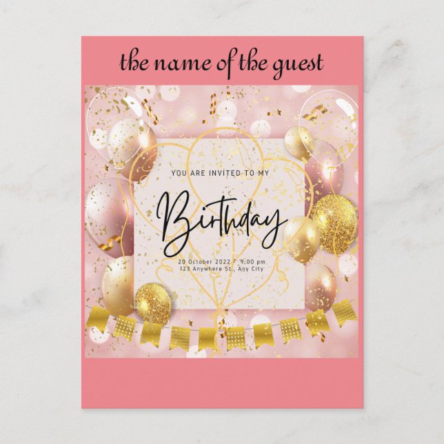 invitación de cumpleaños (Anverso)