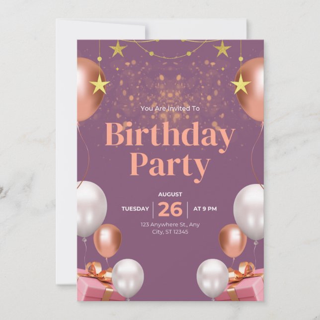 Invitación de cumpleaños  (Anverso)
