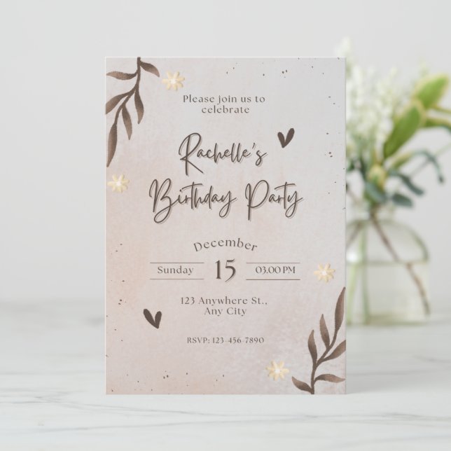 invitación de cumpleaños (Anverso de pie)