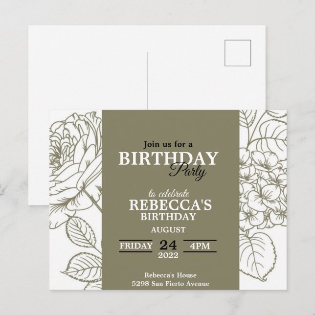 Invitación de cumpleaños (Anverso / Reverso)