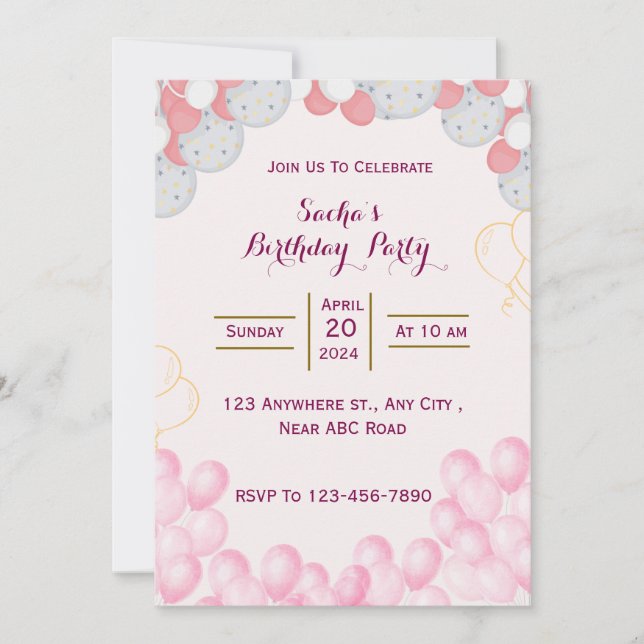 Invitación de cumpleaños (Anverso)