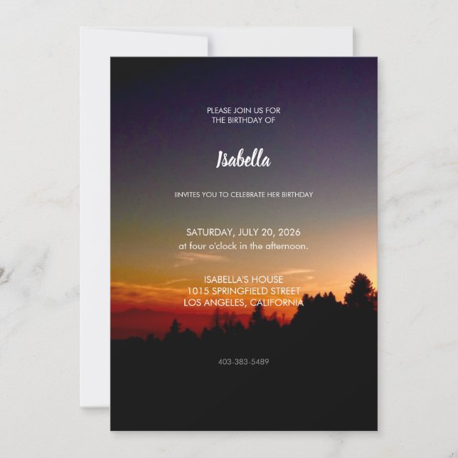 Invitación de cumpleaños (Anverso)