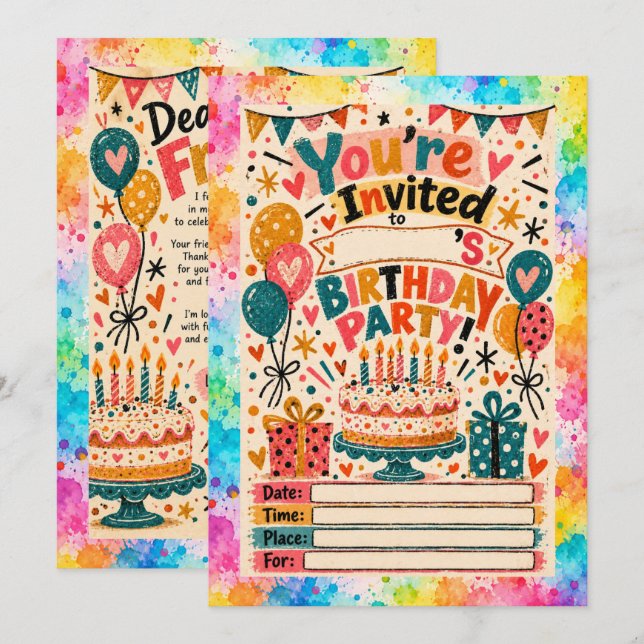 Invitación de cumpleaños  (Anverso / Reverso)