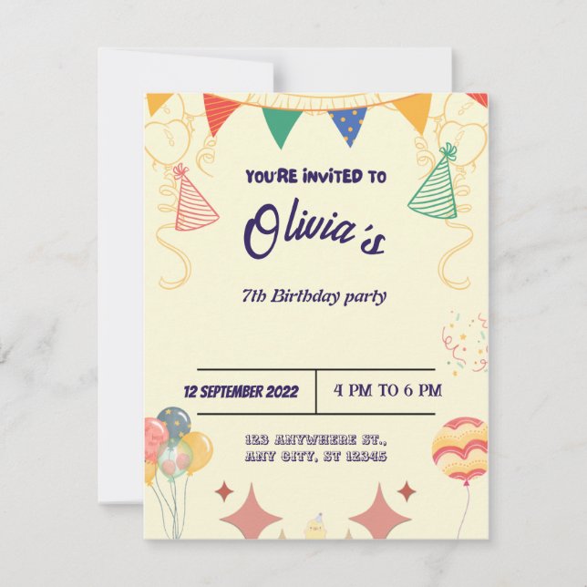 invitación de cumpleaños (Anverso)