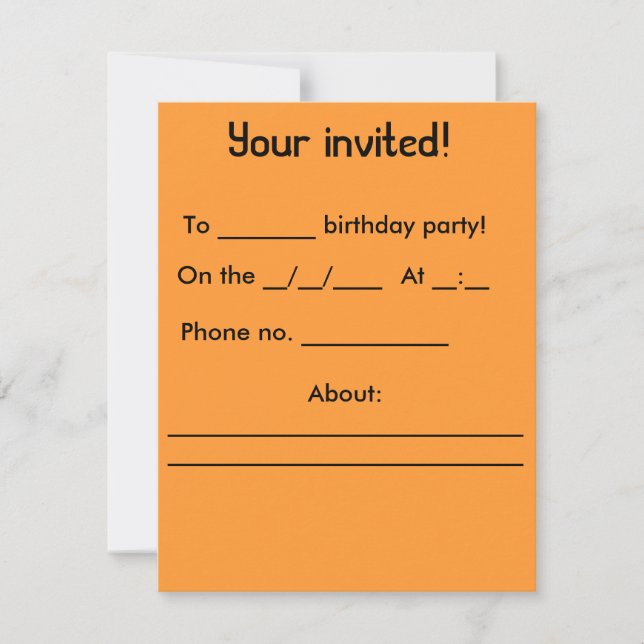 Invitación de cumpleaños (Anverso)