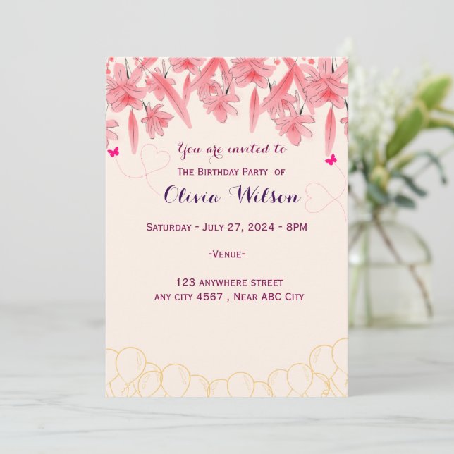 Invitación de cumpleaños (Anverso de pie)