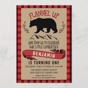 Invitación de cumpleaños 1ª O 2ª Flannel Lumberjac