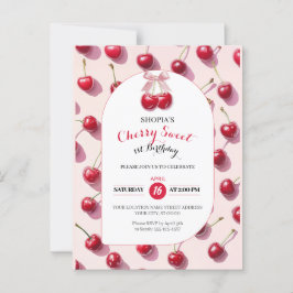 Invitación de cumpleaños 1º Cherry Sweet
